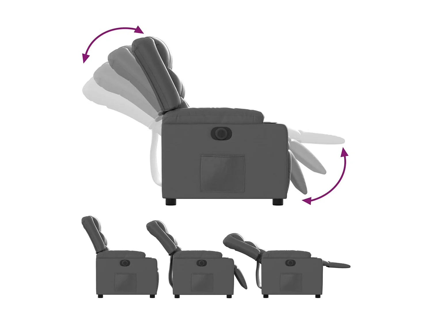 Fauteuil inclinable électrique Gris Similicuir