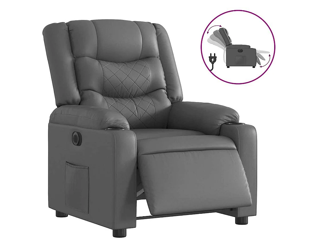 Fauteuil inclinable électrique Gris Similicuir