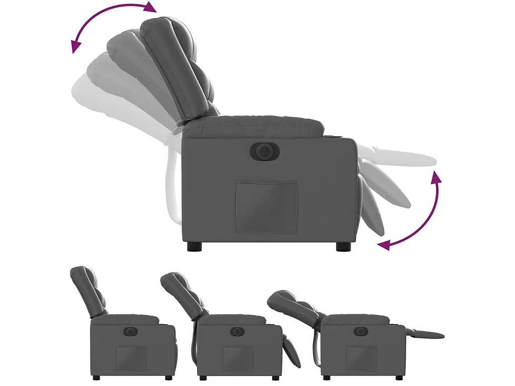 Fauteuil inclinable électrique Gris Similicuir