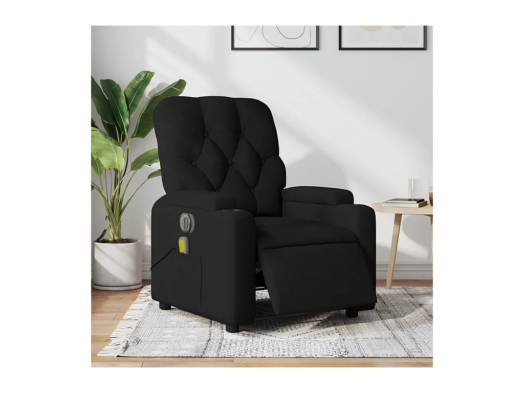 Fauteuil de massage inclinable électrique Noir Tissu