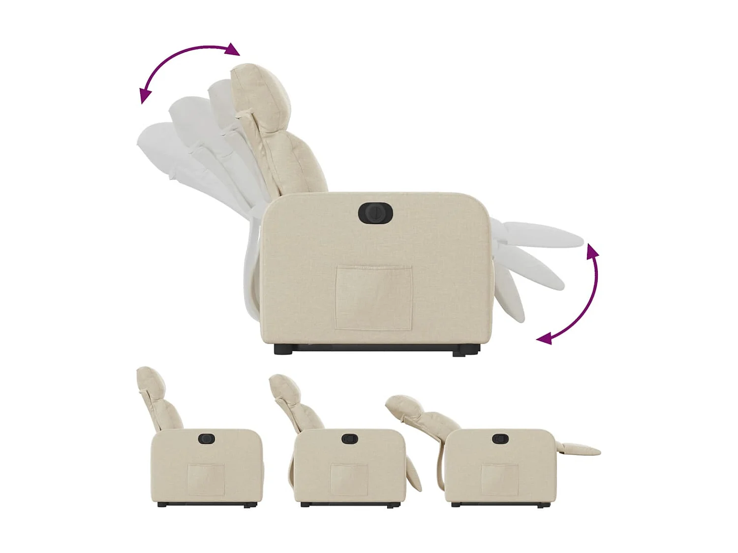 Fauteuil inclinable électrique crème tissu