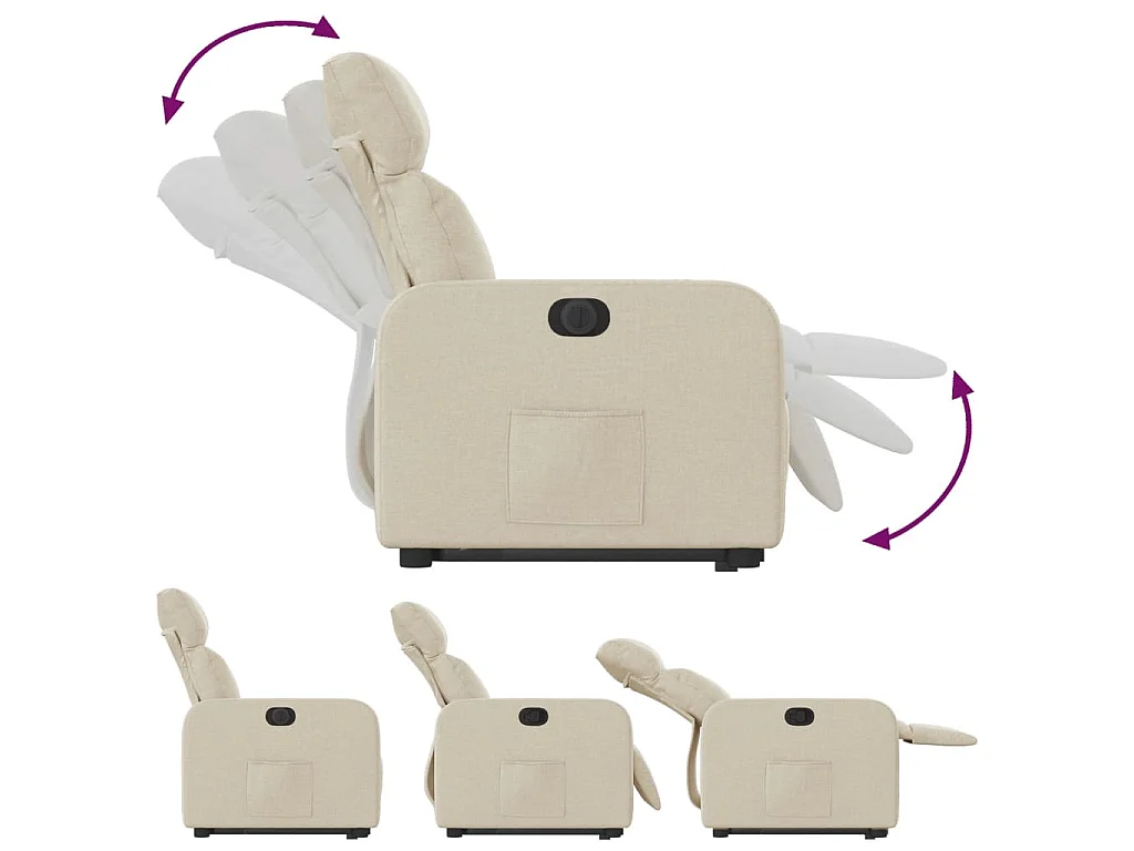 Poltrona Alzapersona Reclinabile Elettrica Crema in Tessuto