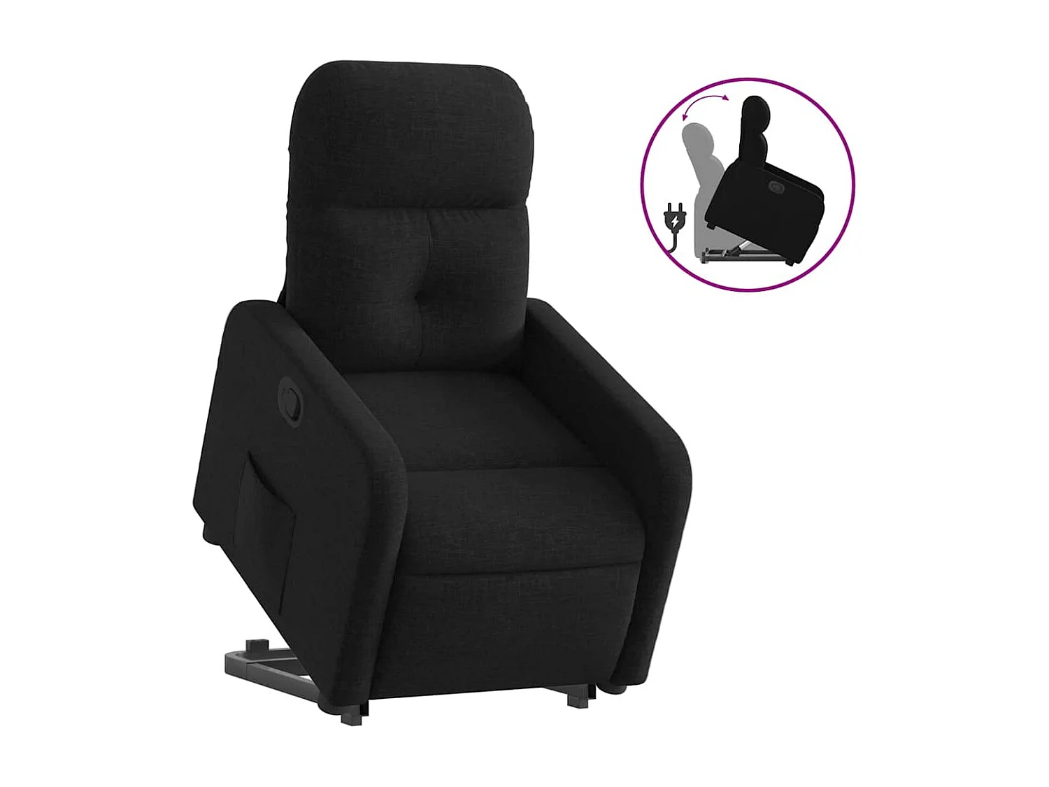 Relaxsessel mit Aufstehhilfe Schwarz Stoff