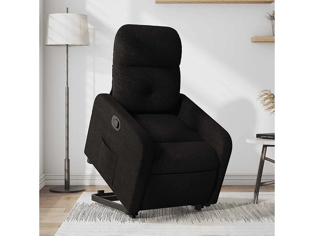 Relaxsessel mit Aufstehhilfe Schwarz Stoff