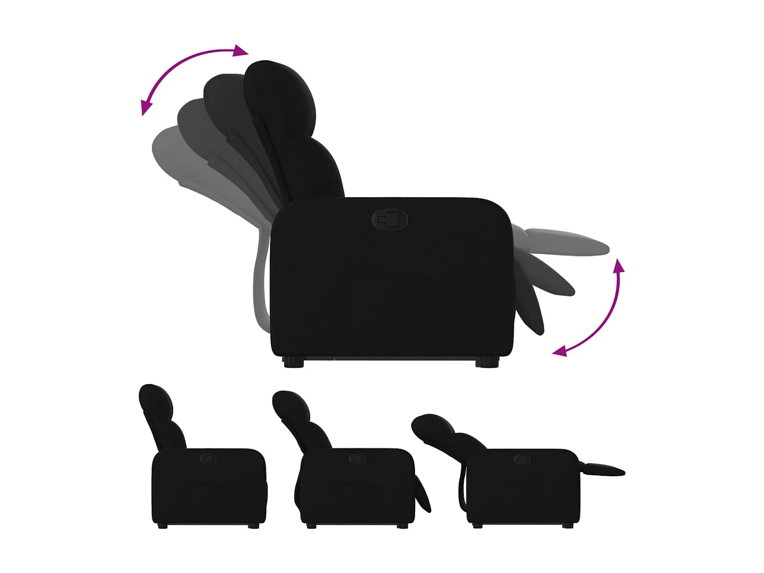 Relaxsessel mit Aufstehhilfe Schwarz Stoff