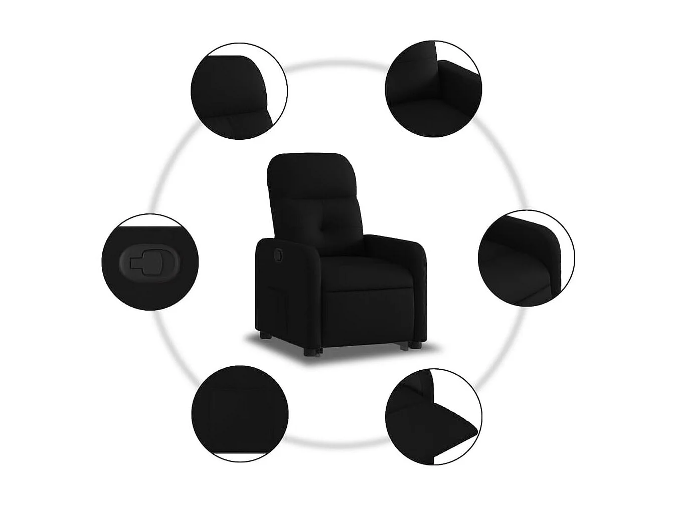 Relaxsessel mit Aufstehhilfe Schwarz Stoff