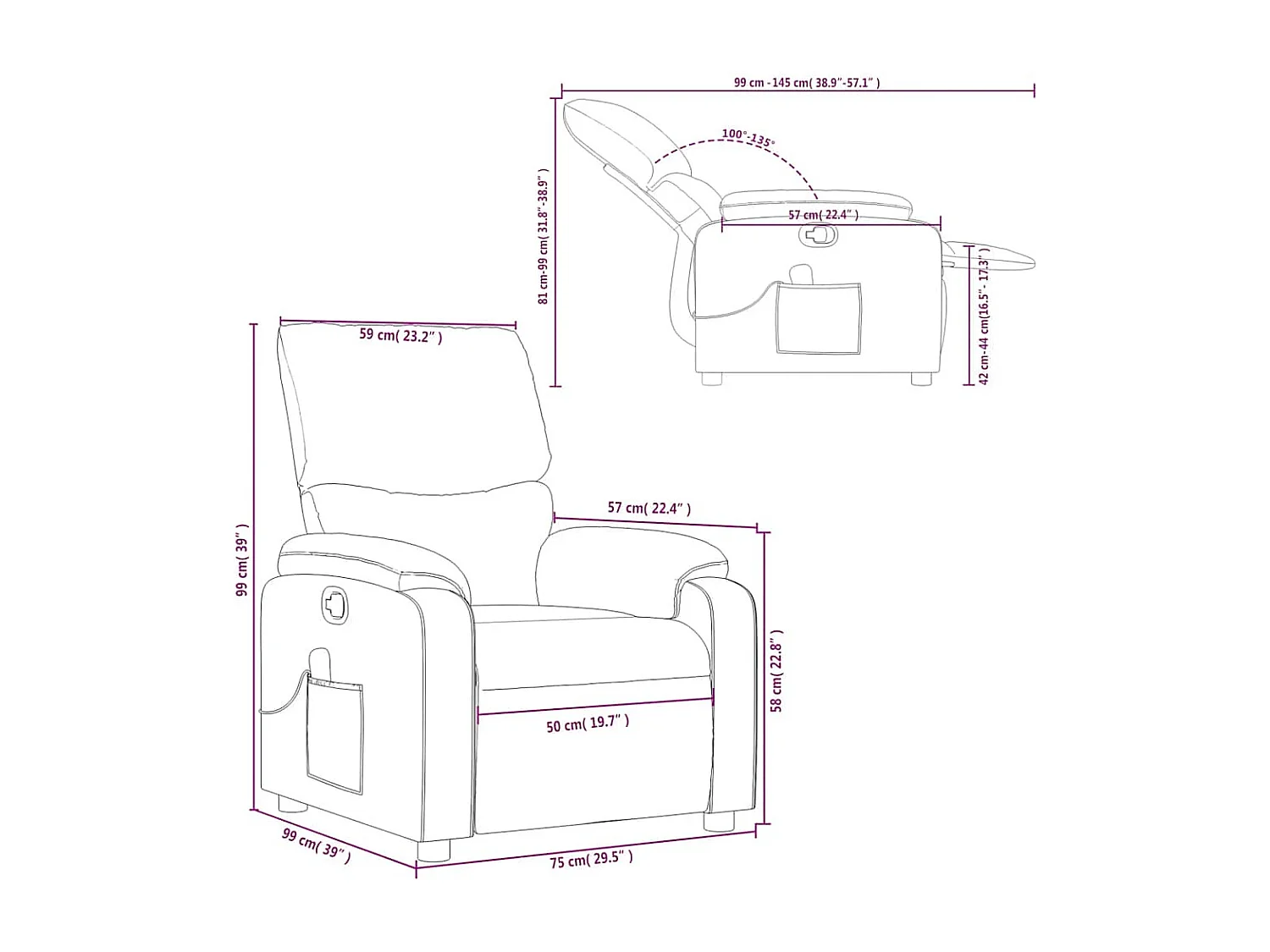 Fauteuil de massage inclinable rouge similicuir
