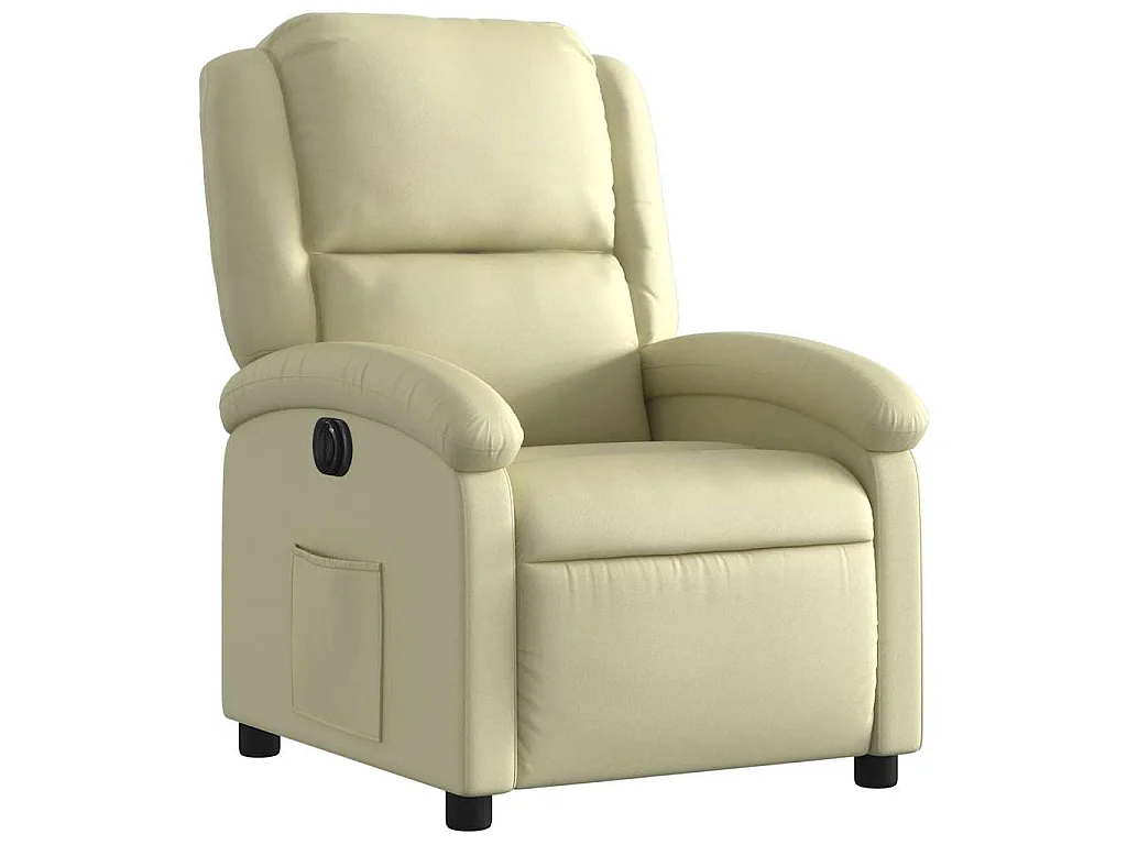 Fauteuil inclinable électrique crème cuir véritable