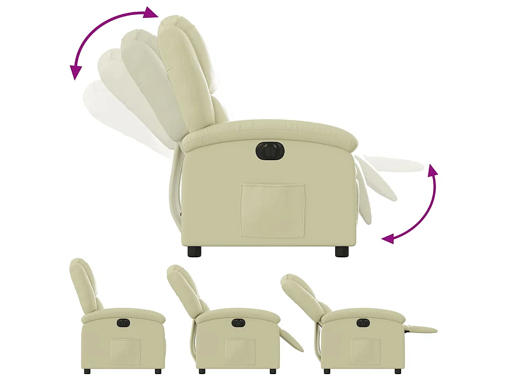Fauteuil inclinable électrique crème cuir véritable