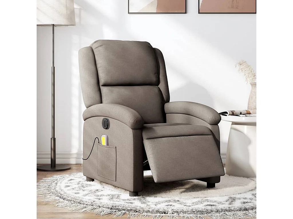 Fauteuil de massage inclinable électrique Taupe Tissu