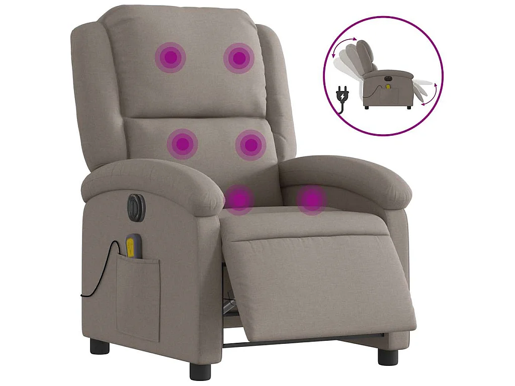 Massagesessel Elektrisch Taupe Stoff