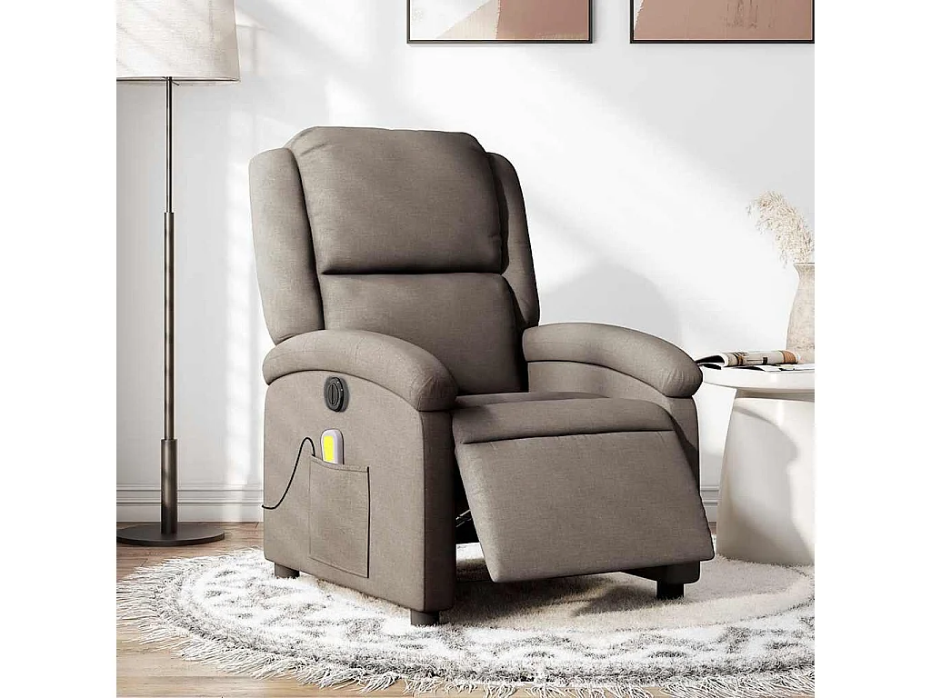 Massagesessel Elektrisch Taupe Stoff