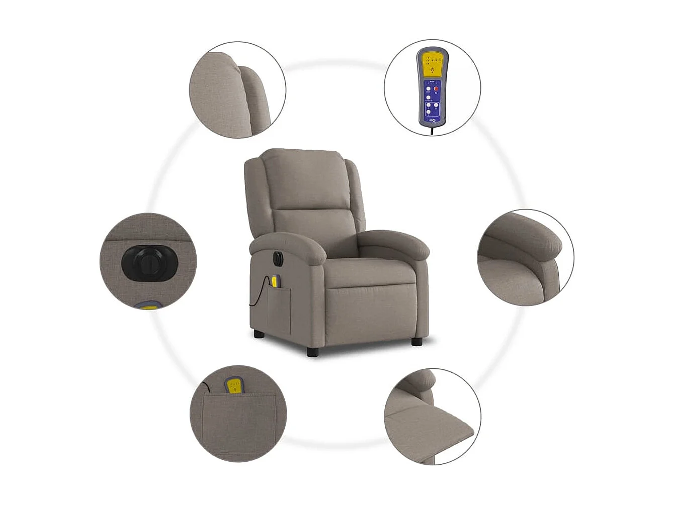 Massagesessel Elektrisch Taupe Stoff