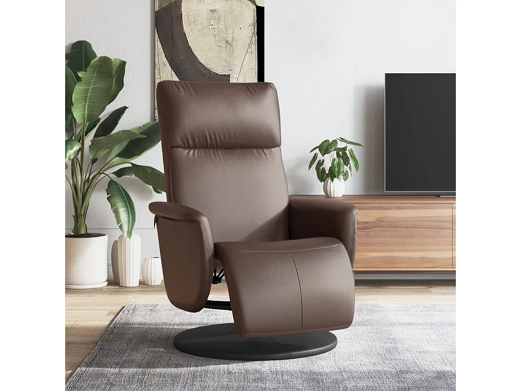 Fauteuil inclinable avec repose-pieds marron similicuir