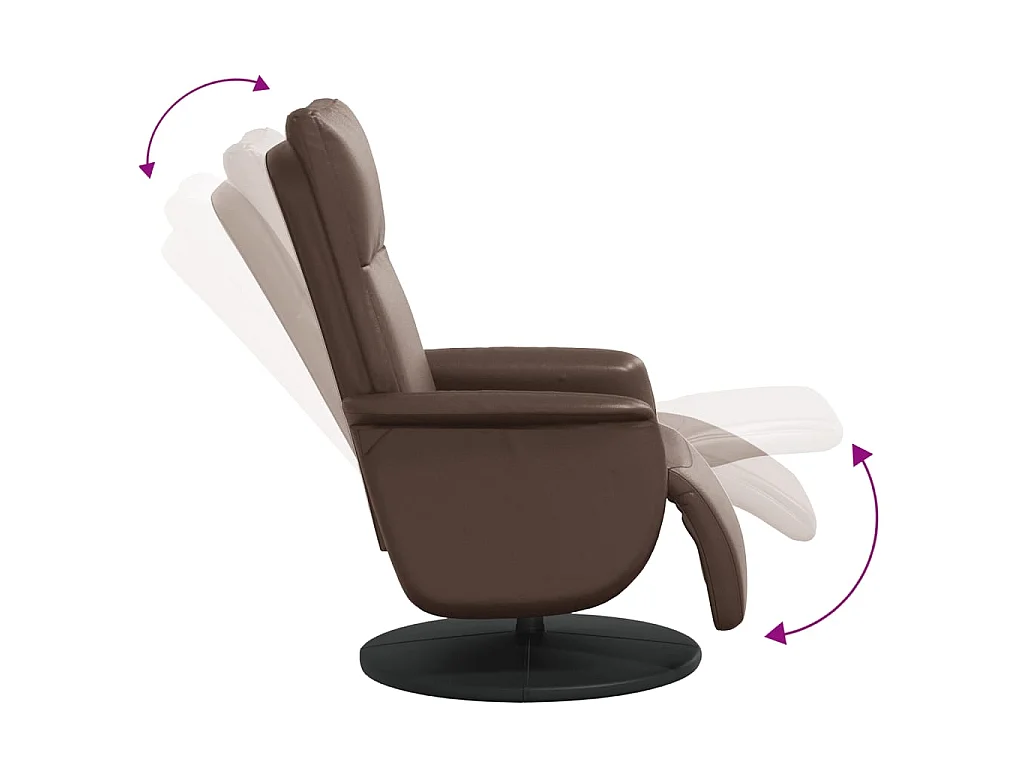 Fauteuil inclinable avec repose-pieds marron similicuir