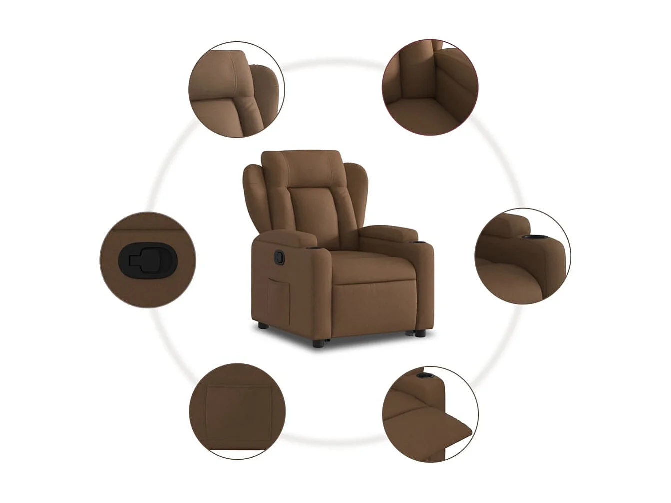 Relaxsessel mit Aufstehhilfe Braun Stoff