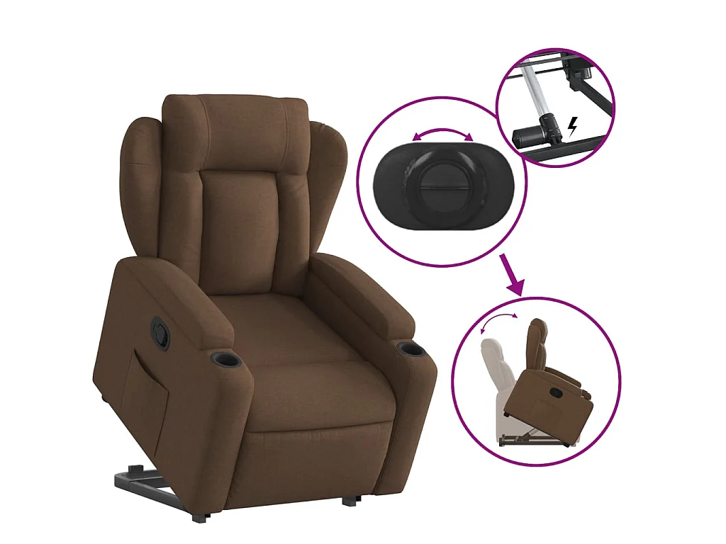 Relaxsessel mit Aufstehhilfe Braun Stoff