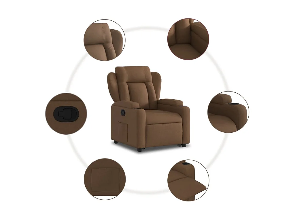 Relaxsessel mit Aufstehhilfe Braun Stoff