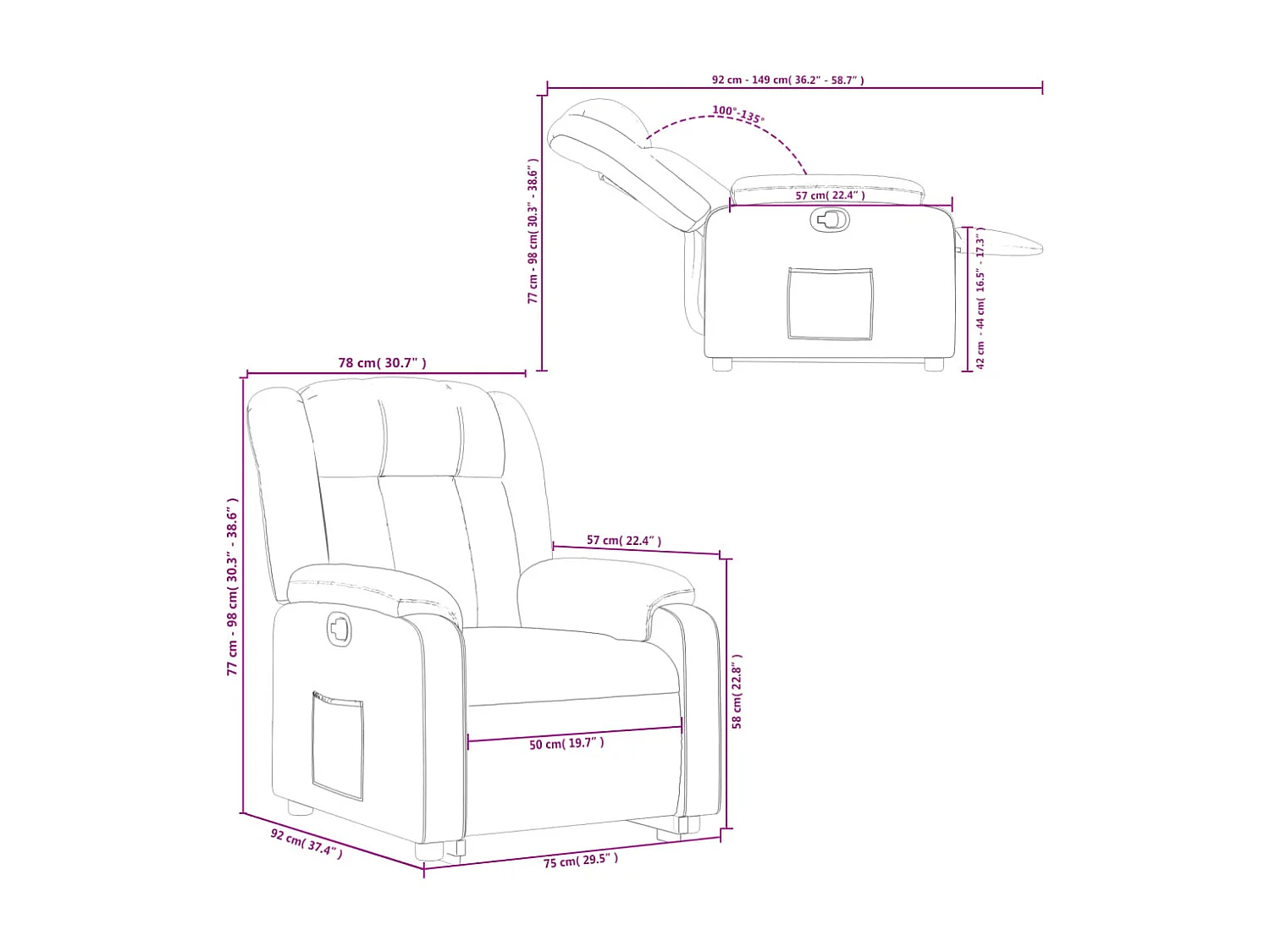 Fauteuil inclinable Crème Similicuir