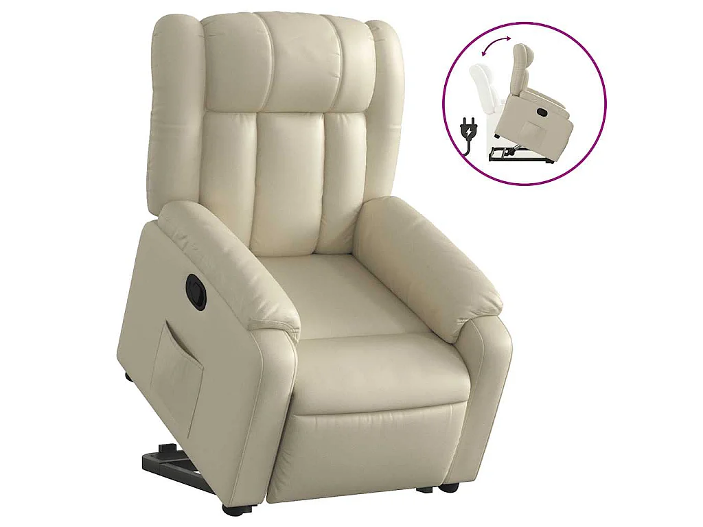 Relaxsessel mit Aufstehhilfe Creme Kunstleder