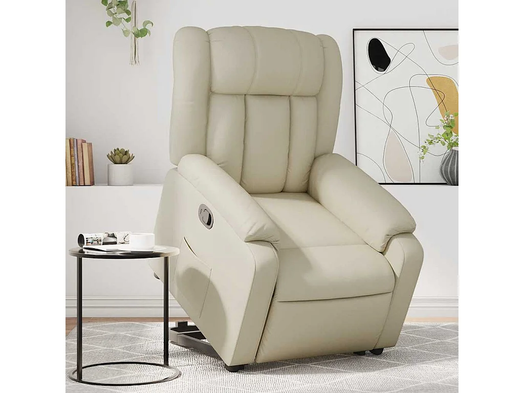 Relaxsessel mit Aufstehhilfe Creme Kunstleder