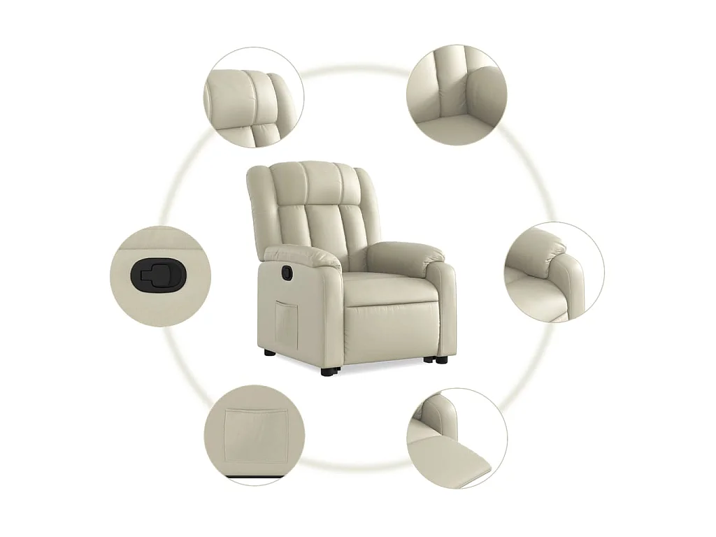 Relaxsessel mit Aufstehhilfe Creme Kunstleder
