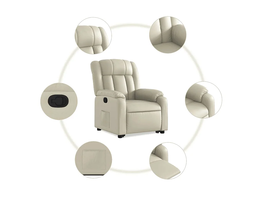 Relaxsessel mit Aufstehhilfe Creme Kunstleder