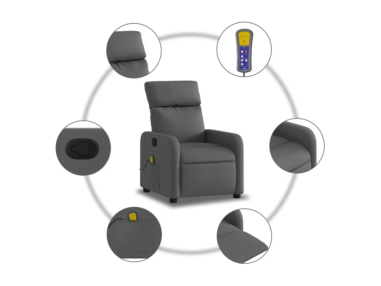 Massagesessel Dunkelgrau Stoff