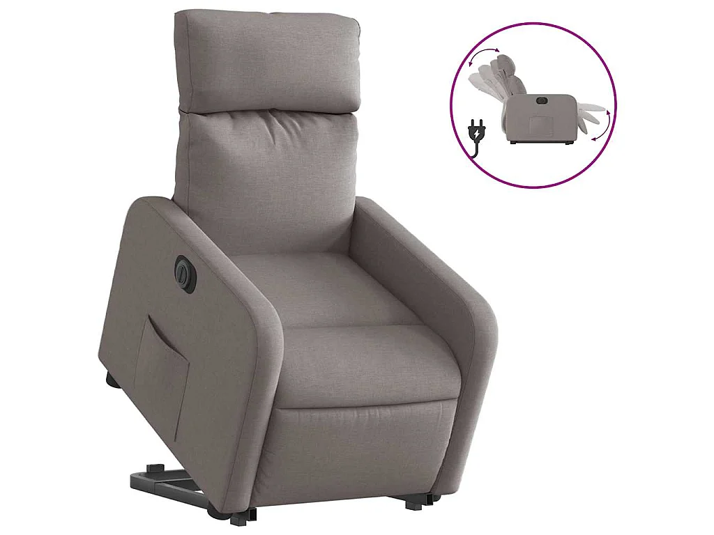 Relaxsessel mit Aufstehhilfe Elektrisch Taupe Stoff