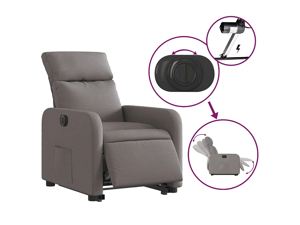 Relaxsessel mit Aufstehhilfe Elektrisch Taupe Stoff