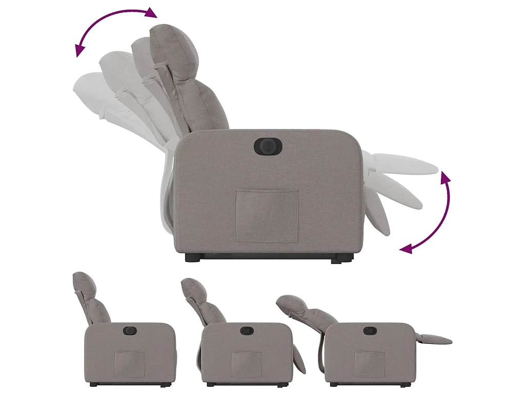 Relaxsessel mit Aufstehhilfe Elektrisch Taupe Stoff