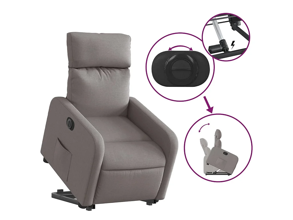 Relaxsessel mit Aufstehhilfe Elektrisch Taupe Stoff