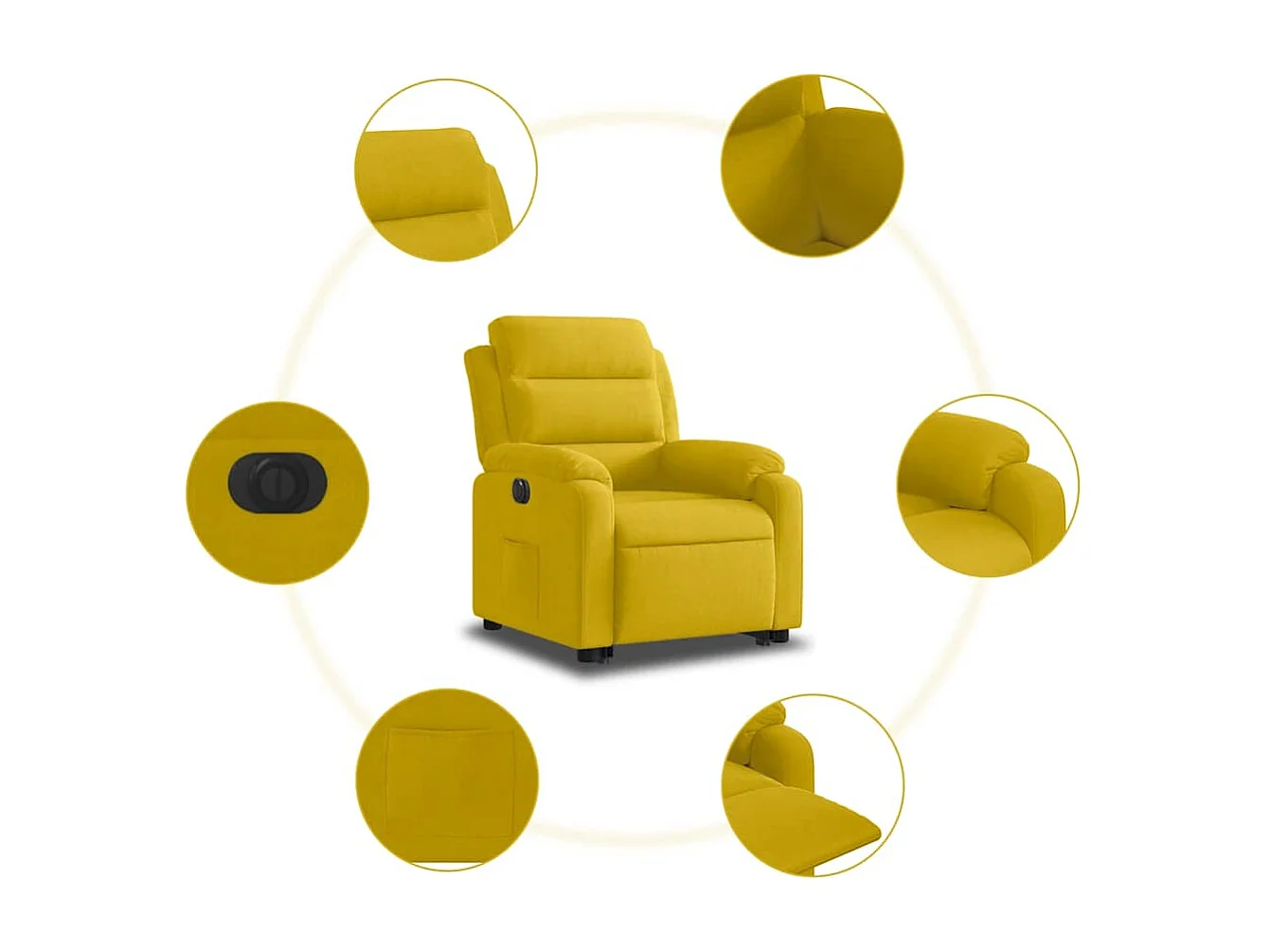 Fauteuil inclinable électrique jaune Velours