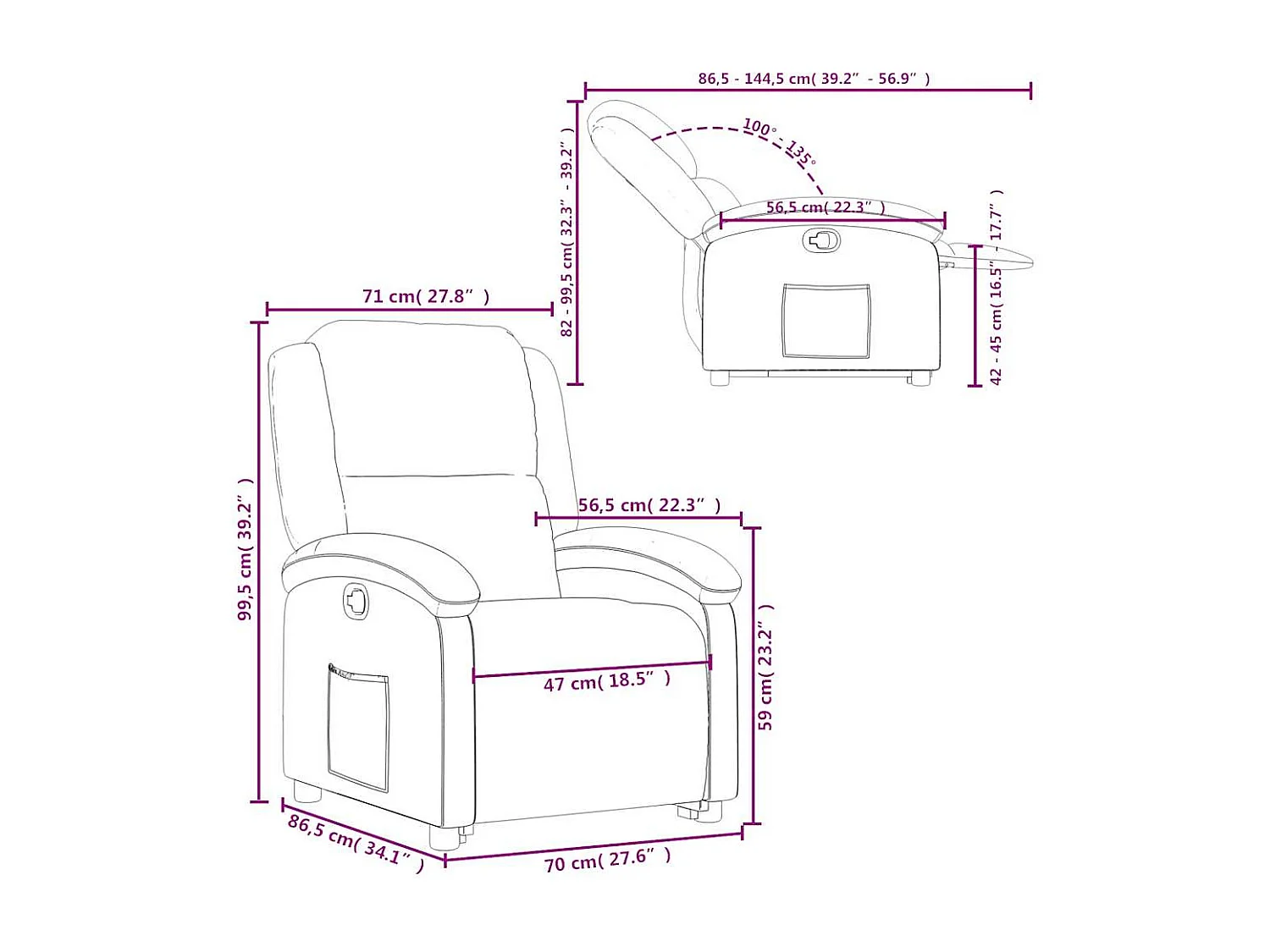 Fauteuil inclinable Vert foncé Velours