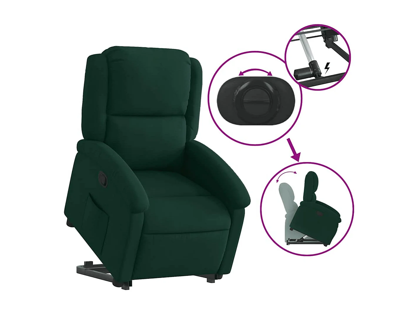 Fauteuil inclinable Vert foncé Velours