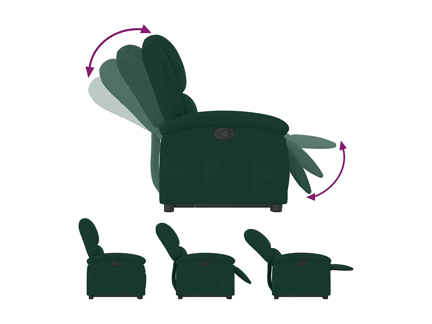Fauteuil inclinable Vert foncé Velours