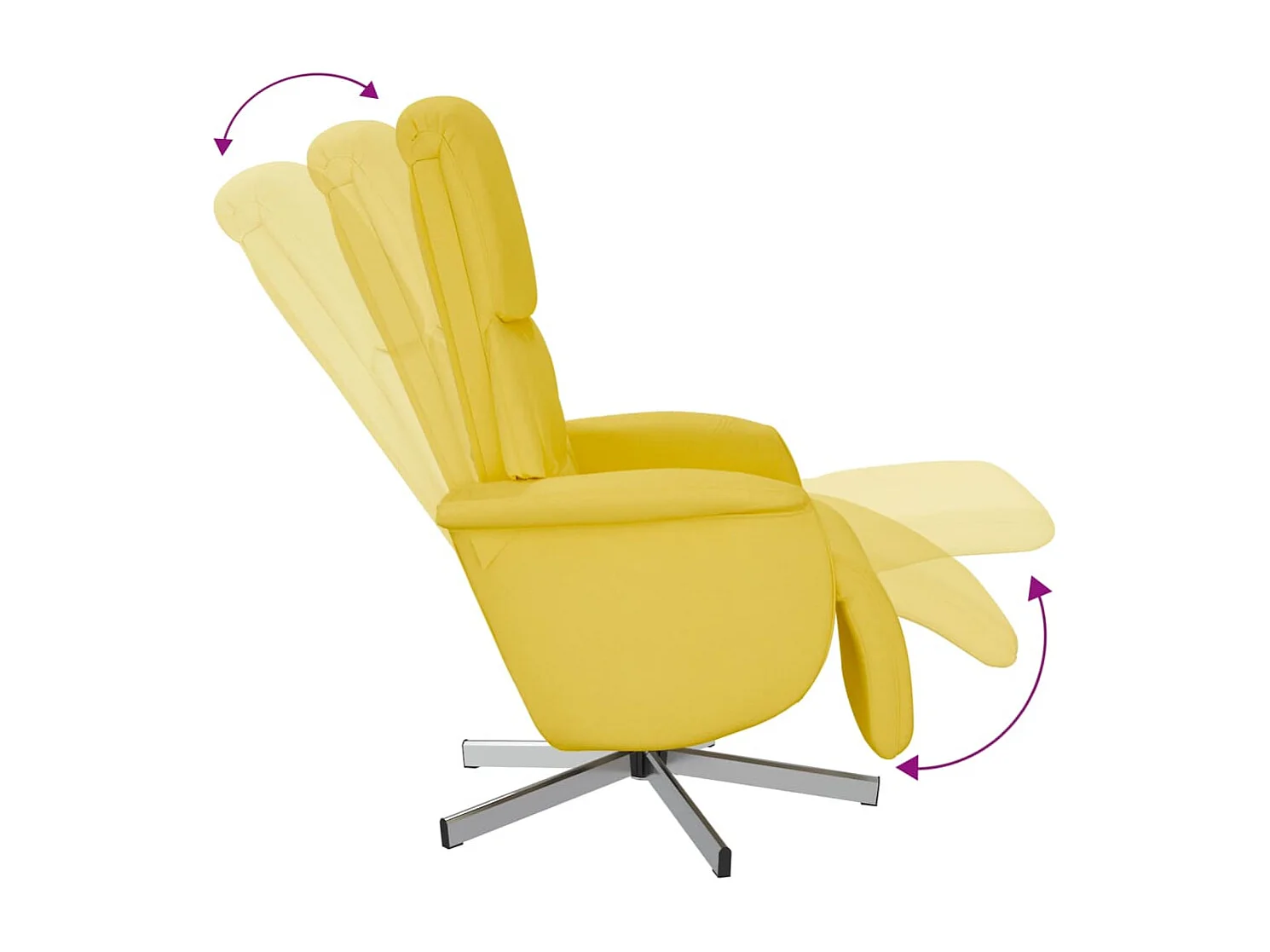 Fauteuil inclinable avec repose-pieds jaune clair tissu