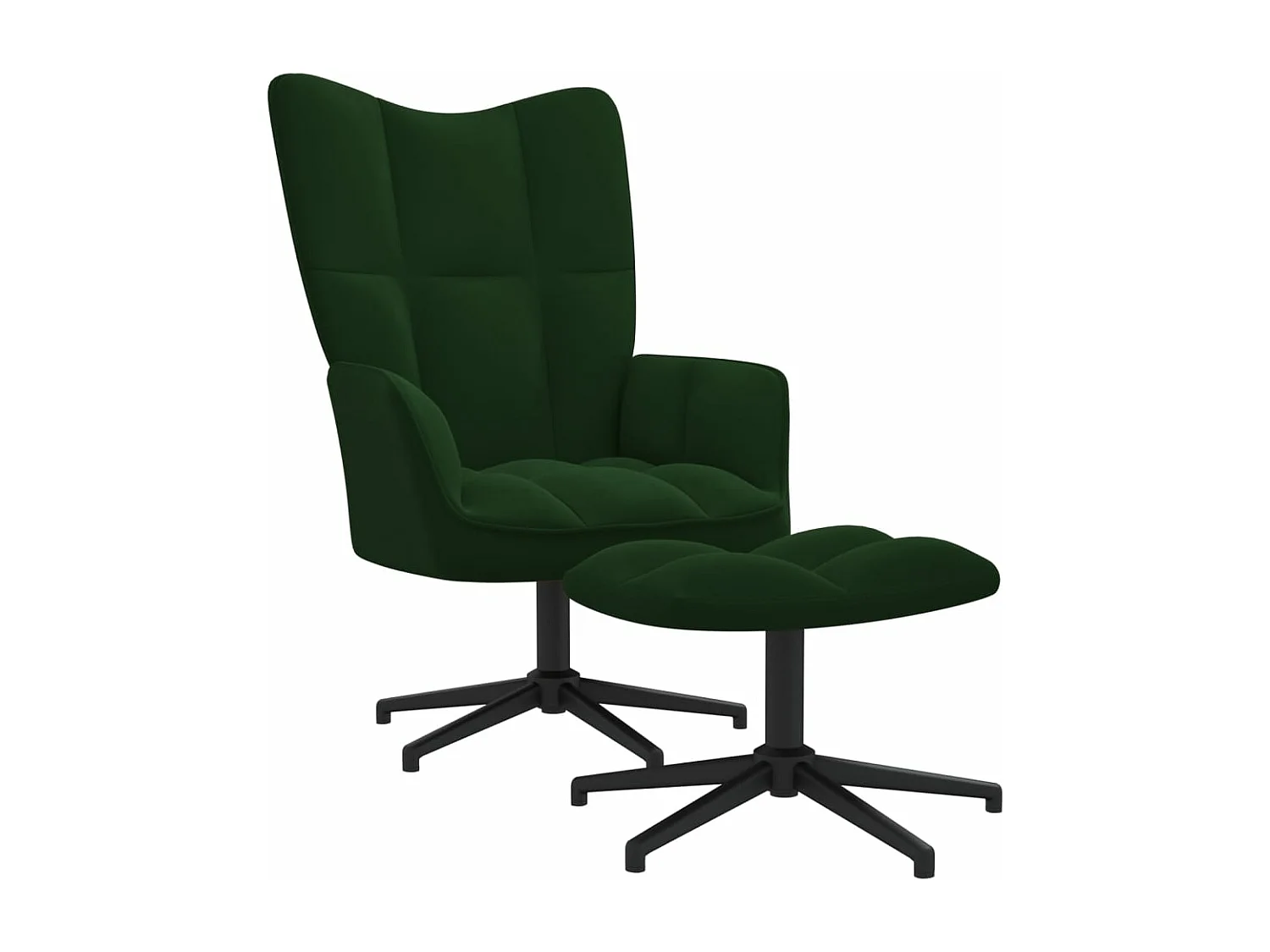 Chaise de relaxation avec tabouret Vert foncé Velours