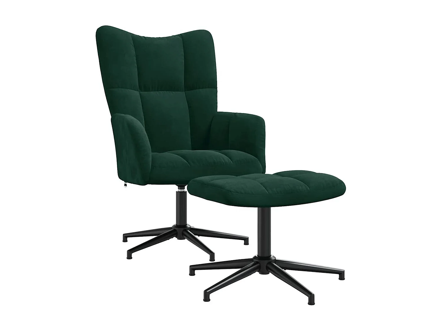 Chaise de relaxation avec tabouret Vert foncé Velours