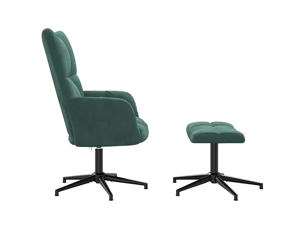 Sillón de relax con taburete terciopelo verde oscuro