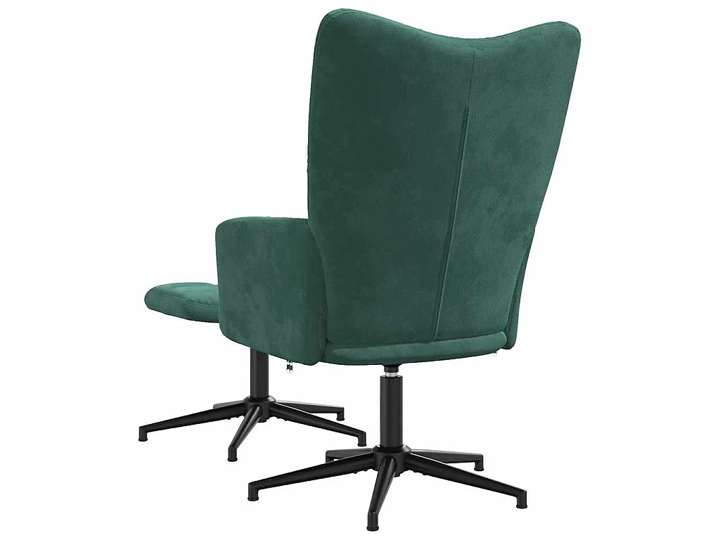 Sillón de relax con taburete terciopelo verde oscuro