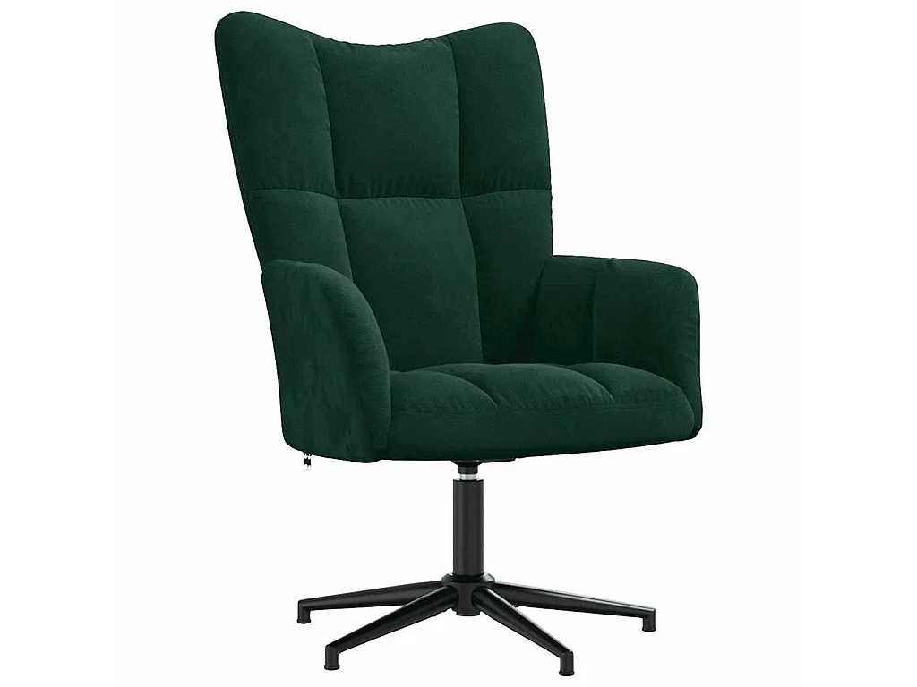 Sillón de relax con taburete terciopelo verde oscuro