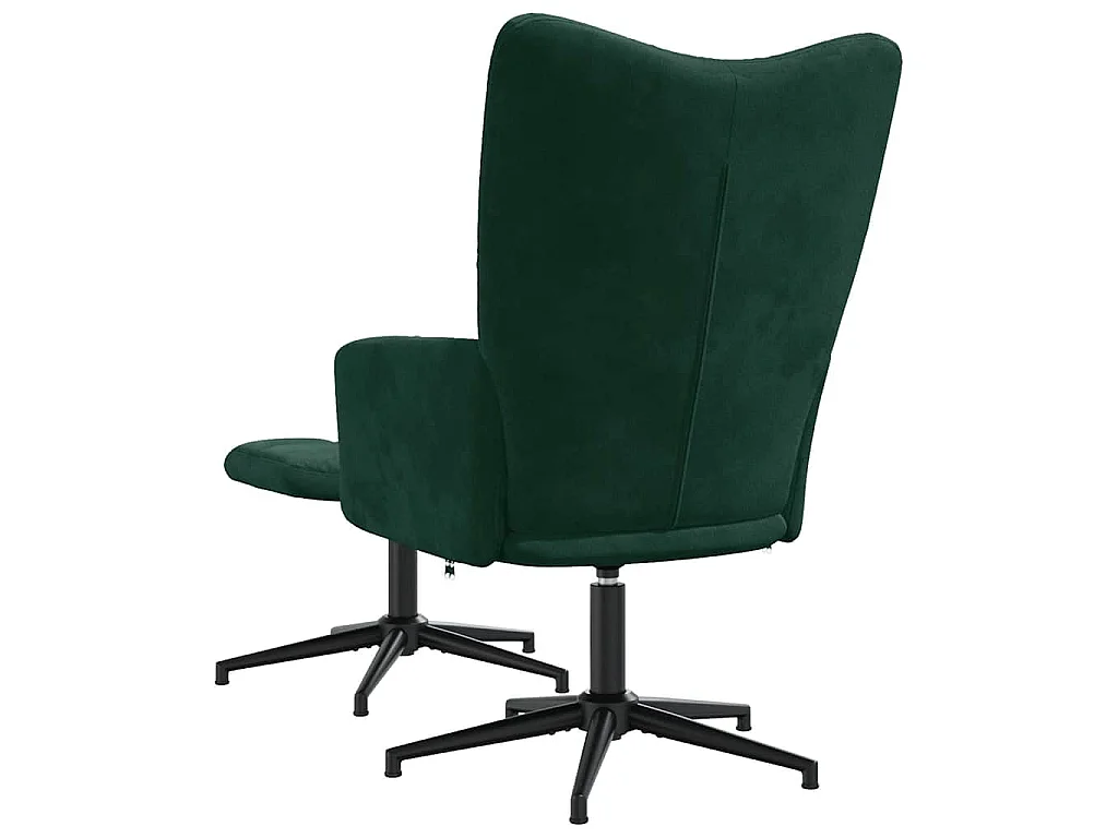 Relaxsessel mit Hocker Dunkelgrün Samt