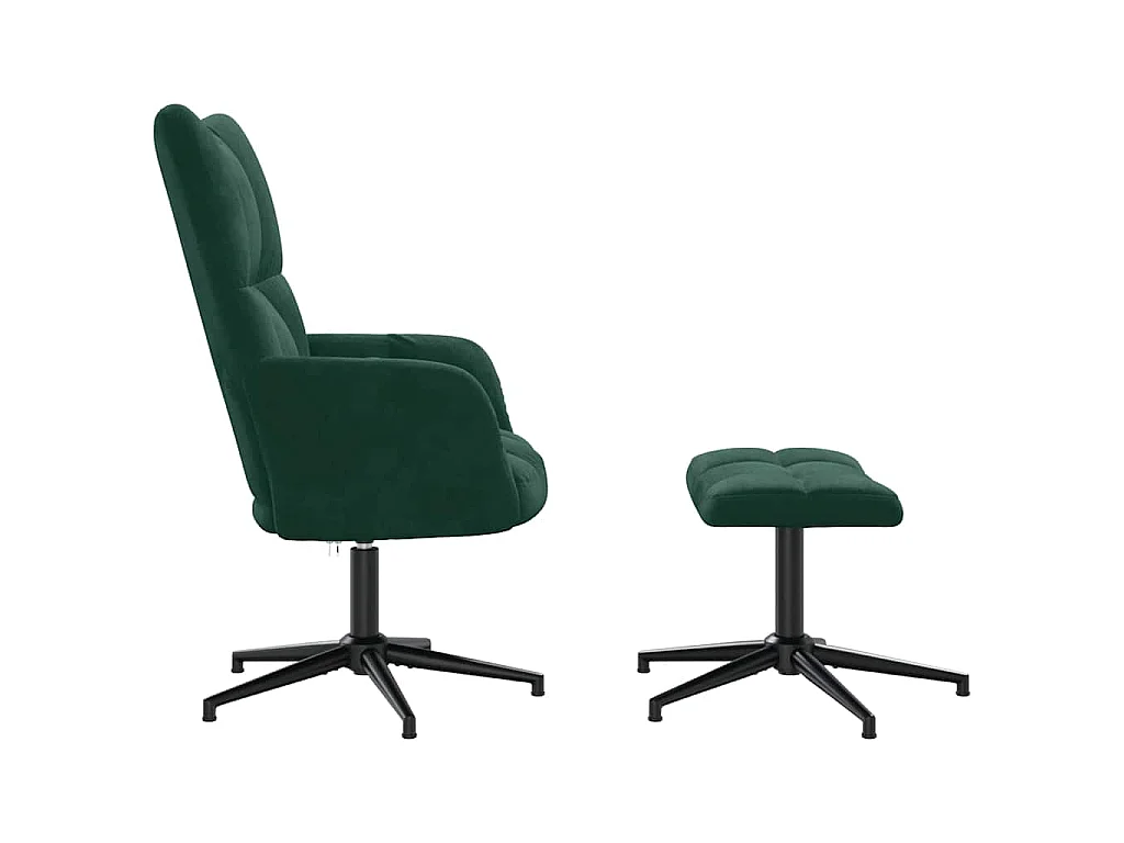 Relaxsessel mit Hocker Dunkelgrün Samt