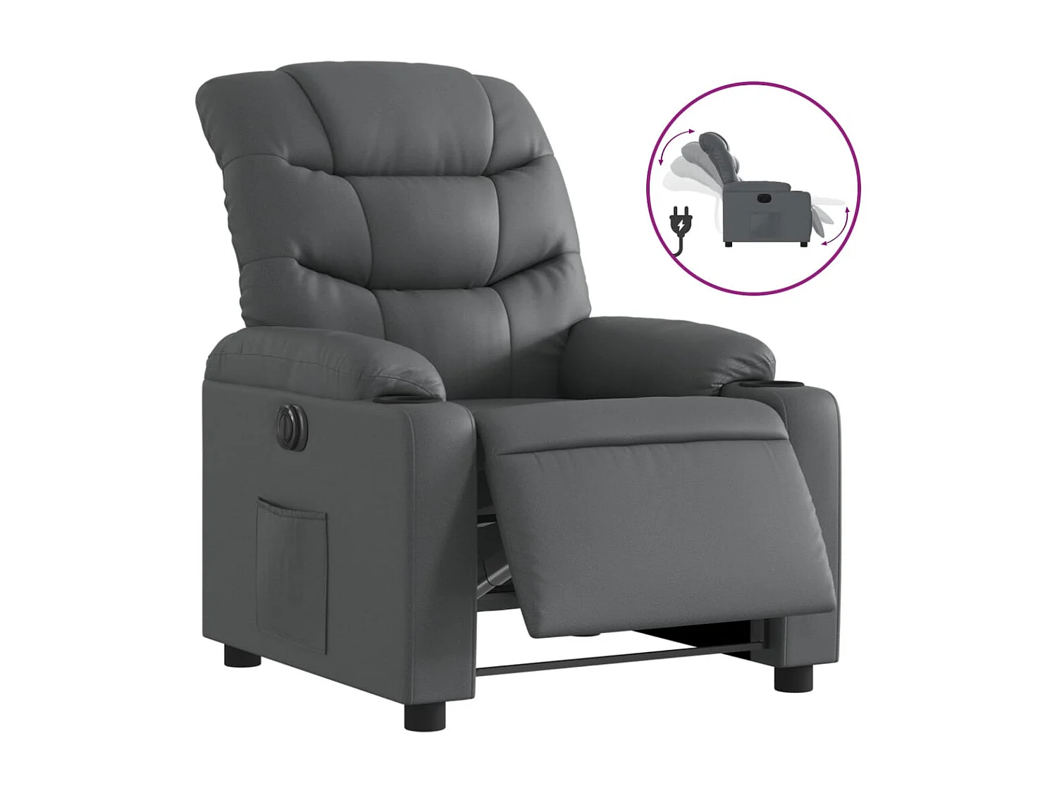 Fauteuil inclinable électrique Gris Similicuir