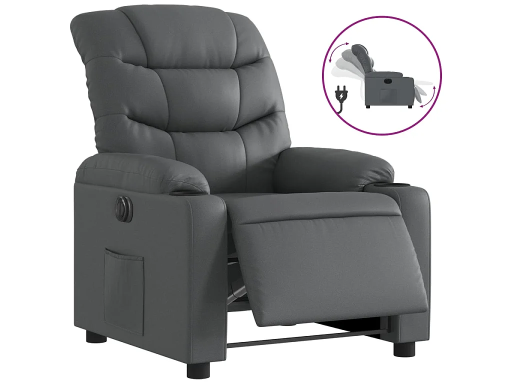 Fauteuil inclinable électrique Gris Similicuir