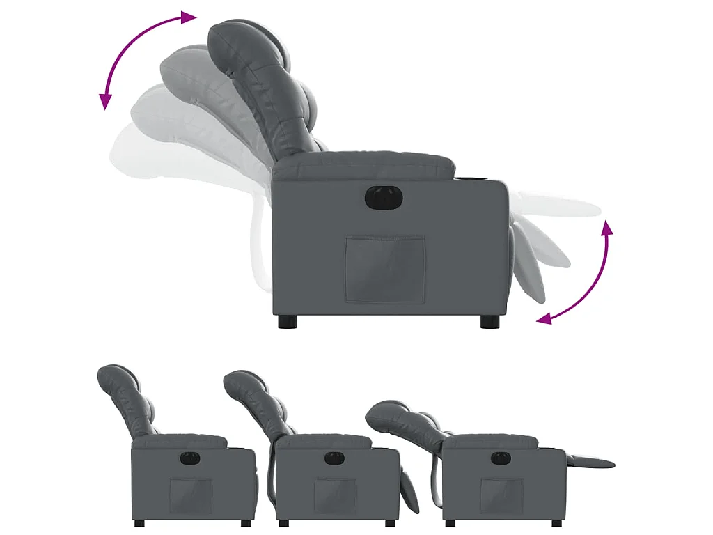 Fauteuil inclinable électrique Gris Similicuir