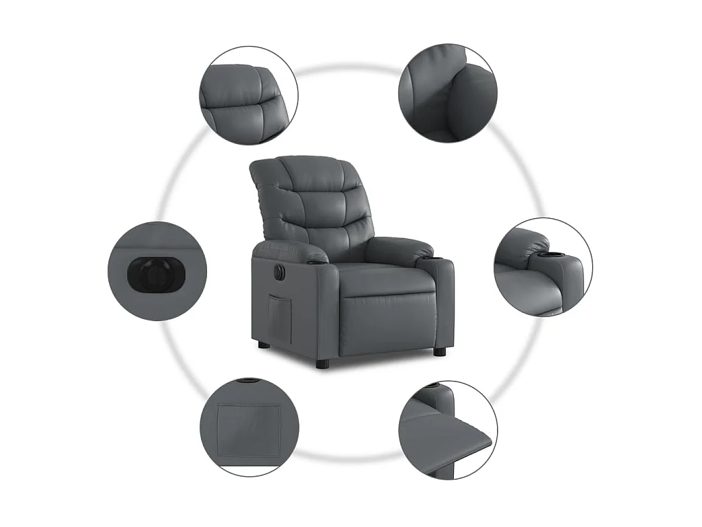 Fauteuil inclinable électrique Gris Similicuir