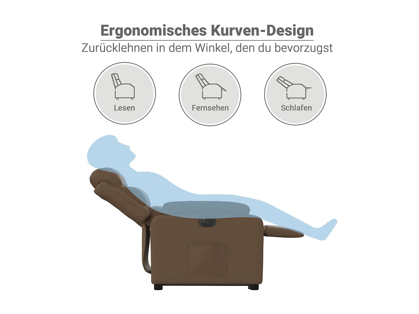 Fauteuil inclinable électrique marron tissu