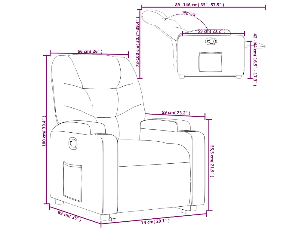 Fauteuil inclinable Cappuccino Similicuir